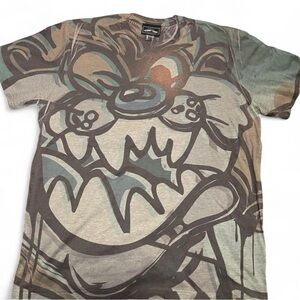 Vintage 2003 Warner Bros Looney Tunes Taz All Over Print Graphic T-Shirt L